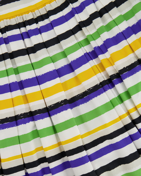 Dolce & Gabbana Multicolour Cotton Striped Midi Skirt Size IT 44 (UK 12)