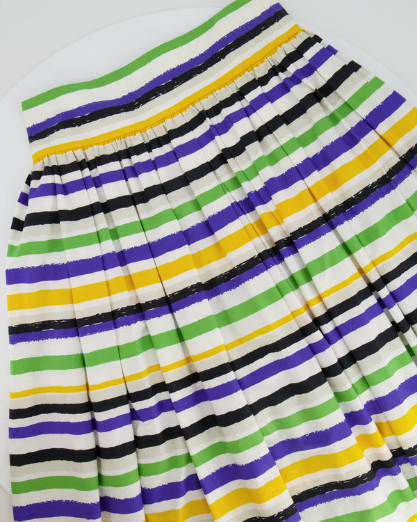 Dolce & Gabbana Multicolour Cotton Striped Midi Skirt Size IT 44 (UK 12)