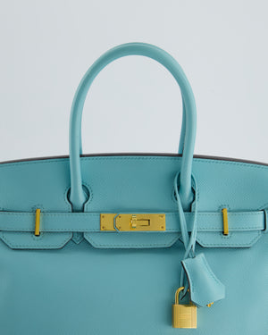 *RARE* Hermès Birkin 30cm Retourne Bag in Bleu Atoll Epsom Leather and Gold Hardware