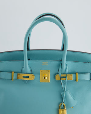 *RARE* Hermès Birkin 30cm Retourne Bag in Bleu Atoll Epsom Leather and Gold Hardware