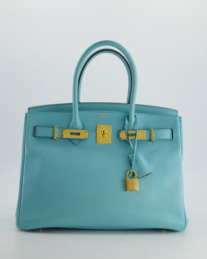 *RARE* Hermès Birkin 30cm Retourne Bag in Bleu Atoll Epsom Leather and Gold Hardware