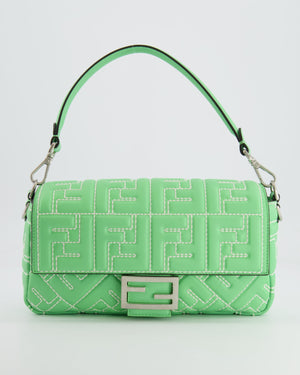 *Limited Edition* Fendi 2023 Green Edamame Leather Baguette Bag with Silver Hardware