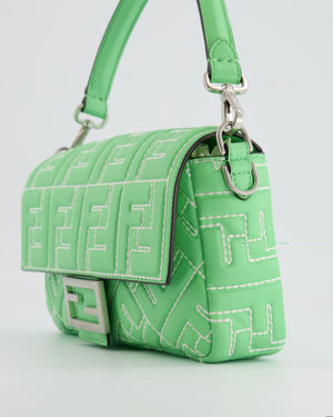 *Limited Edition* Fendi 2023 Green Edamame Leather Baguette Bag with Silver Hardware