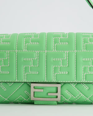 *Limited Edition* Fendi 2023 Green Edamame Leather Baguette Bag with Silver Hardware