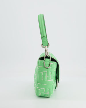 *Limited Edition* Fendi 2023 Green Edamame Leather Baguette Bag with Silver Hardware