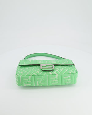 *Limited Edition* Fendi 2023 Green Edamame Leather Baguette Bag with Silver Hardware