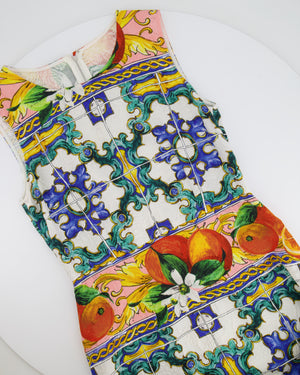 Dolce & Gabbana Sicily Orange Printed Multicolour Maxi Sleeveless Dress Size IT 40 (UK 8)