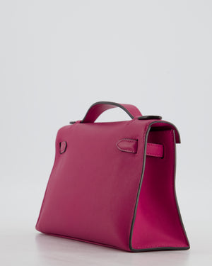 *HOT* Hermès Kelly Pochette in Rose Pourpre Swift Leather with Palladium Hardware