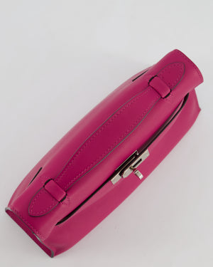 *HOT* Hermès Kelly Pochette in Rose Pourpre Swift Leather with Palladium Hardware