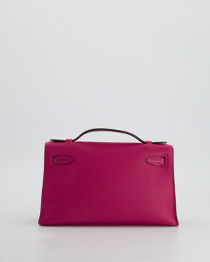 *HOT* Hermès Kelly Pochette in Rose Pourpre Swift Leather with Palladium Hardware