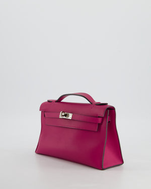 *HOT* Hermès Kelly Pochette in Rose Pourpre Swift Leather with Palladium Hardware