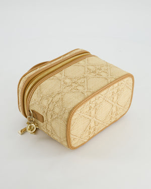 *HOT* Christian Dior 2021 Beige Lady Small Vanity Case Bag in Raffia & Leather with Gold Hardware