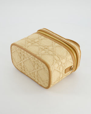 *HOT* Christian Dior 2021 Beige Lady Small Vanity Case Bag in Raffia & Leather with Gold Hardware