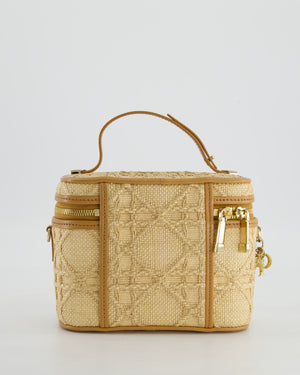 *HOT* Christian Dior 2021 Beige Lady Small Vanity Case Bag in Raffia & Leather with Gold Hardware