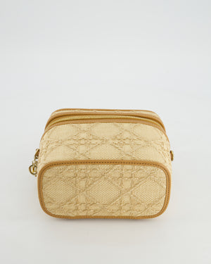 *HOT* Christian Dior 2021 Beige Lady Small Vanity Case Bag in Raffia & Leather with Gold Hardware