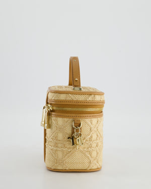 *HOT* Christian Dior 2021 Beige Lady Small Vanity Case Bag in Raffia & Leather with Gold Hardware