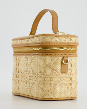 *HOT* Christian Dior 2021 Beige Lady Small Vanity Case Bag in Raffia & Leather with Gold Hardware