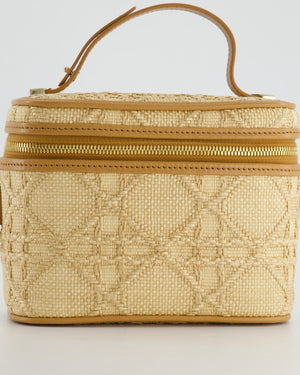 *HOT* Christian Dior 2021 Beige Lady Small Vanity Case Bag in Raffia & Leather with Gold Hardware