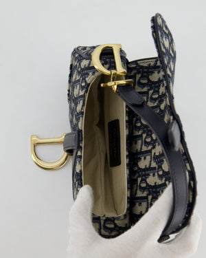 Christian Dior Oblique Jacquard Small Saddle Bag with Gold Hardware RRP £3,050