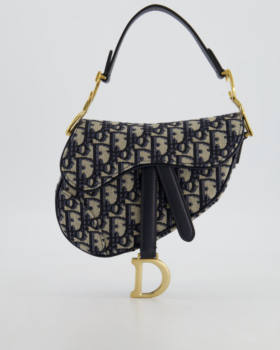 Christian Dior Oblique Jacquard Small Saddle Bag with Gold Hardware RRP £3,050