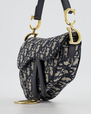 Christian Dior Oblique Jacquard Small Saddle Bag with Gold Hardware RRP £3,050