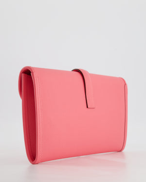 *HOT* Hermès Jige Clutch Bag in Rose Azalee Evercolour Leather