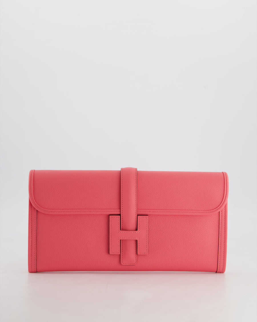 *HOT* Hermès Jige Clutch Bag in Rose Azalee Evercolour Leather