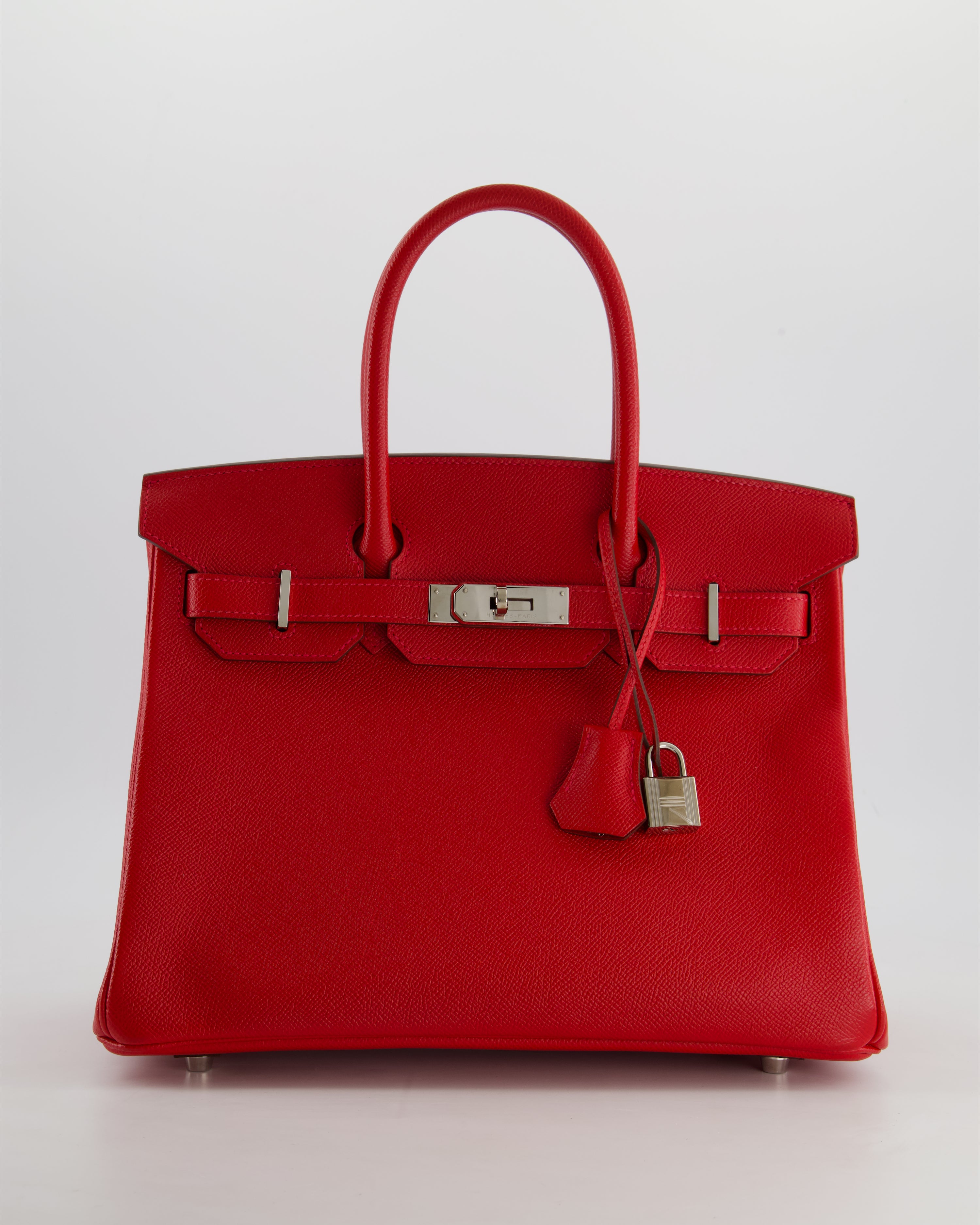 HOT Hermes Birkin 30cm Retourne Bag in Rouge De Coeur Epsom Leather and Palladium Hardware