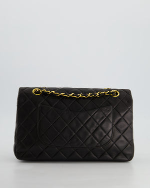 Chanel Black Medium Vintage Double Flap Bag In Lambskin Leather with 24K Gold Hardware