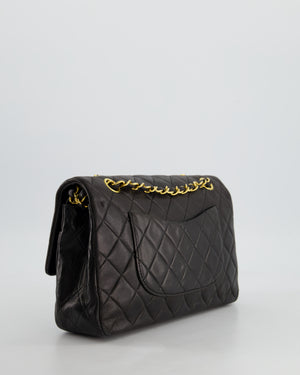 Chanel Black Medium Vintage Double Flap Bag In Lambskin Leather with 24K Gold Hardware