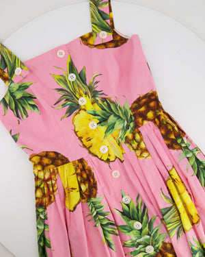 Dolce & Gabbana Pink Mini Dress with Pineapple Prints Size IT 42 (UK 10)