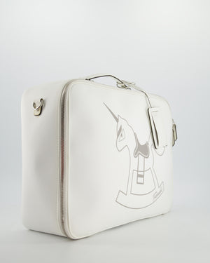 Fendi White Children's Baby Changing Bag with Unicorn Print and Silver Hardware