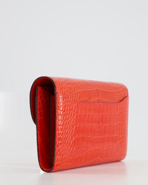 *HOT* Hermès Constance Wallet in Geranium Red Alligator with Palladium Hardware