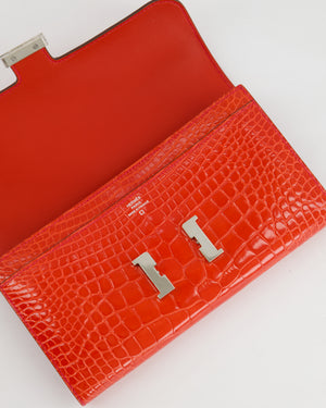 *HOT* Hermès Constance Wallet in Geranium Red Alligator with Palladium Hardware