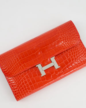 *HOT* Hermès Constance Wallet in Geranium Red Alligator with Palladium Hardware