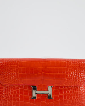 *HOT* Hermès Constance Wallet in Geranium Red Alligator with Palladium Hardware