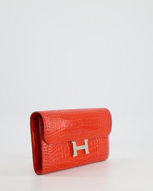 *HOT* Hermès Constance Wallet in Geranium Red Alligator with Palladium Hardware