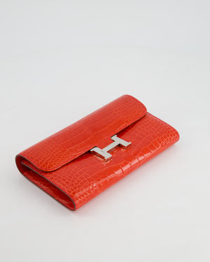 *HOT* Hermès Constance Wallet in Geranium Red Alligator with Palladium Hardware