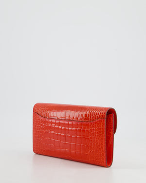 *HOT* Hermès Constance Wallet in Geranium Red Alligator with Palladium Hardware