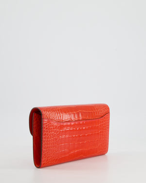 *HOT* Hermès Constance Wallet in Geranium Red Alligator with Palladium Hardware