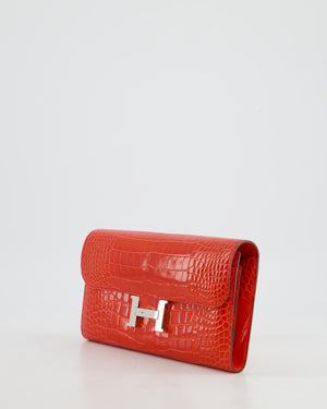 *HOT* Hermès Constance Wallet in Geranium Red Alligator with Palladium Hardware