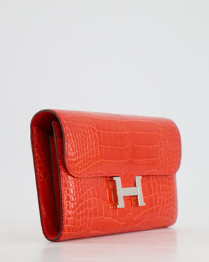 *HOT* Hermès Constance Wallet in Geranium Red Alligator with Palladium Hardware