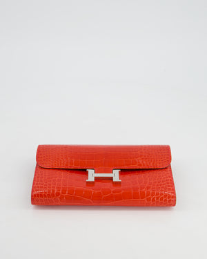 *HOT* Hermès Constance Wallet in Geranium Red Alligator with Palladium Hardware