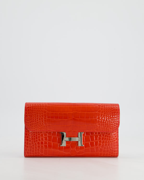 *HOT* Hermès Constance Wallet in Geranium Red Alligator with Palladium Hardware