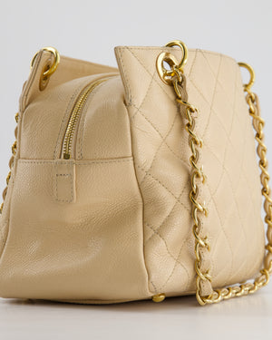 *RARE* Chanel Vintage Mini Beige GST Shopper Tote Bag in Caviar Leather with Gold Hardware