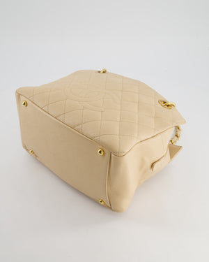 *RARE* Chanel Vintage Mini Beige GST Shopper Tote Bag in Caviar Leather with Gold Hardware