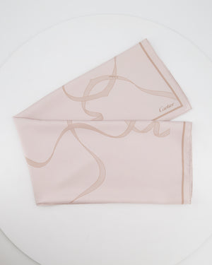 Cartier Pastel Pink Ribbon Scarf Size 90cm x 90cm