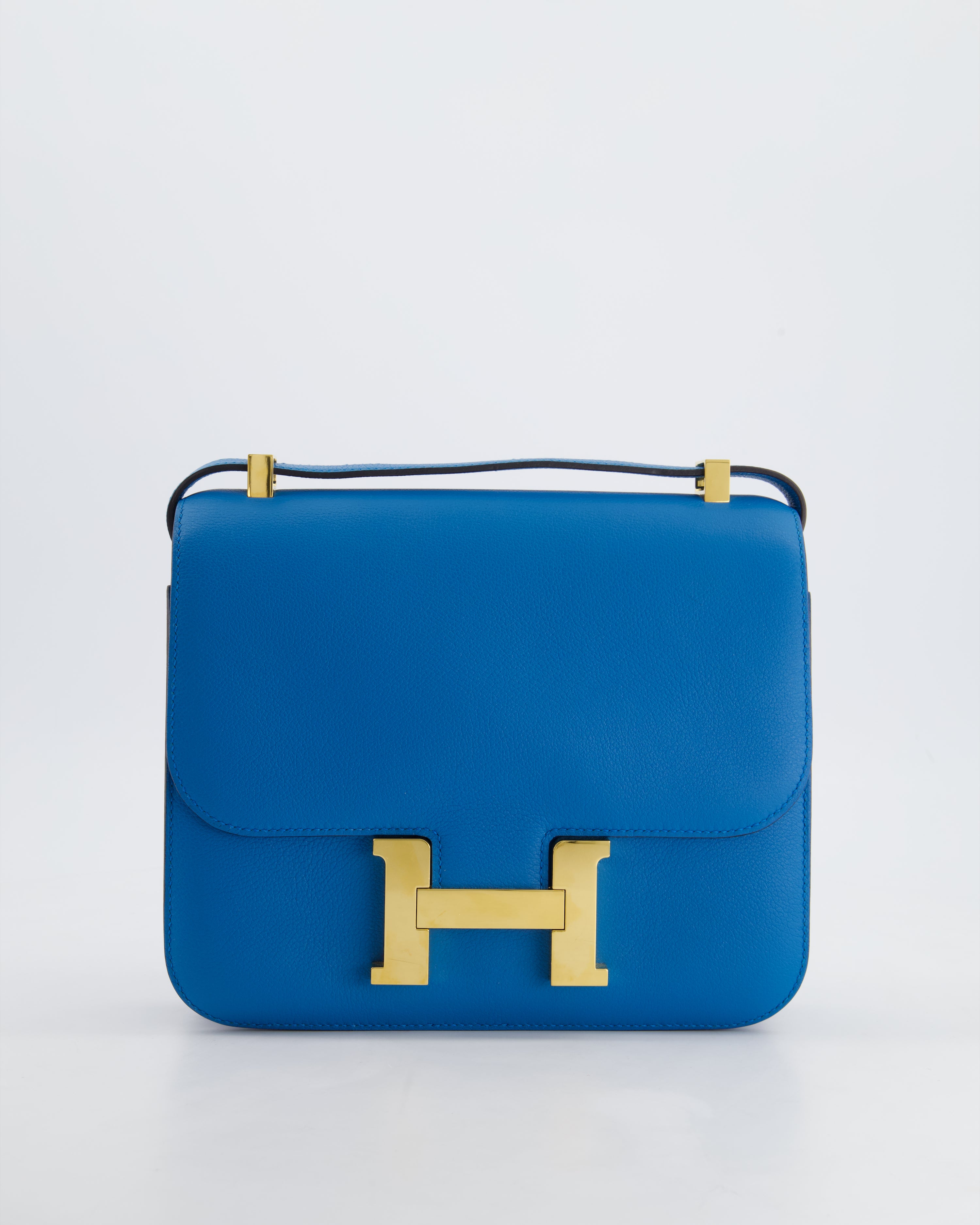 FIRE PRICE Hermes Constance 24cm Bag in Bleu Mykonos Evercolour Leather with Gold Hardware