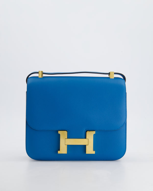 *FIRE PRICE* Hermès Constance 24cm Bag in Bleu Mykonos Evercolour Leather with Gold Hardware