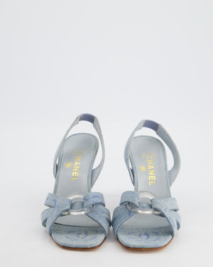 *RARE VINTAGE* Chanel Denim Sandal Heels with CC Logo Detail Size EU 38.5